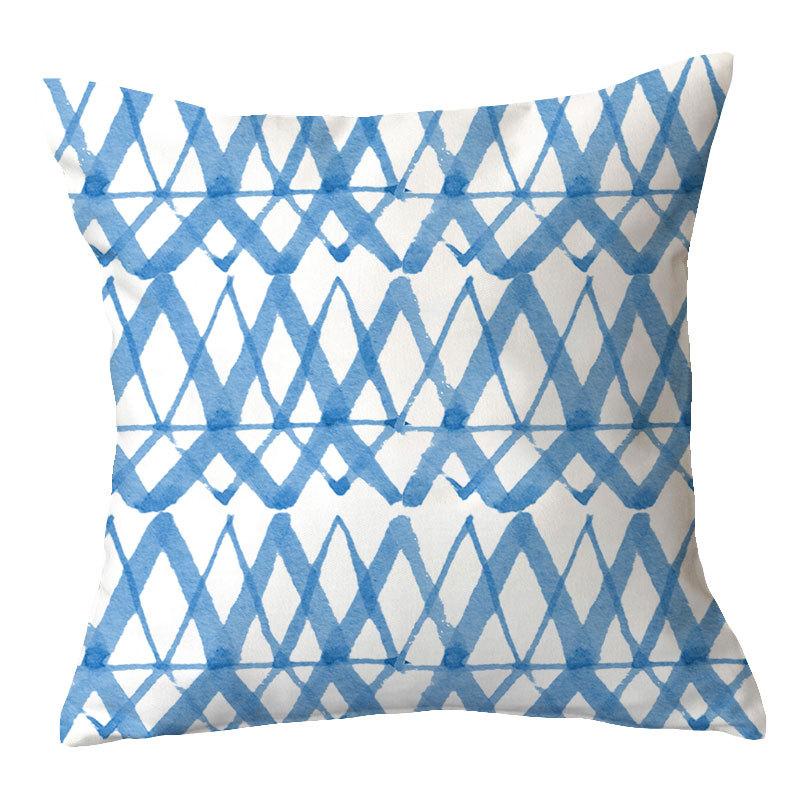 Simple New Blue Geometric Plush Pillowcase Home Fabric Sofa Pillow Cushion Cover Design