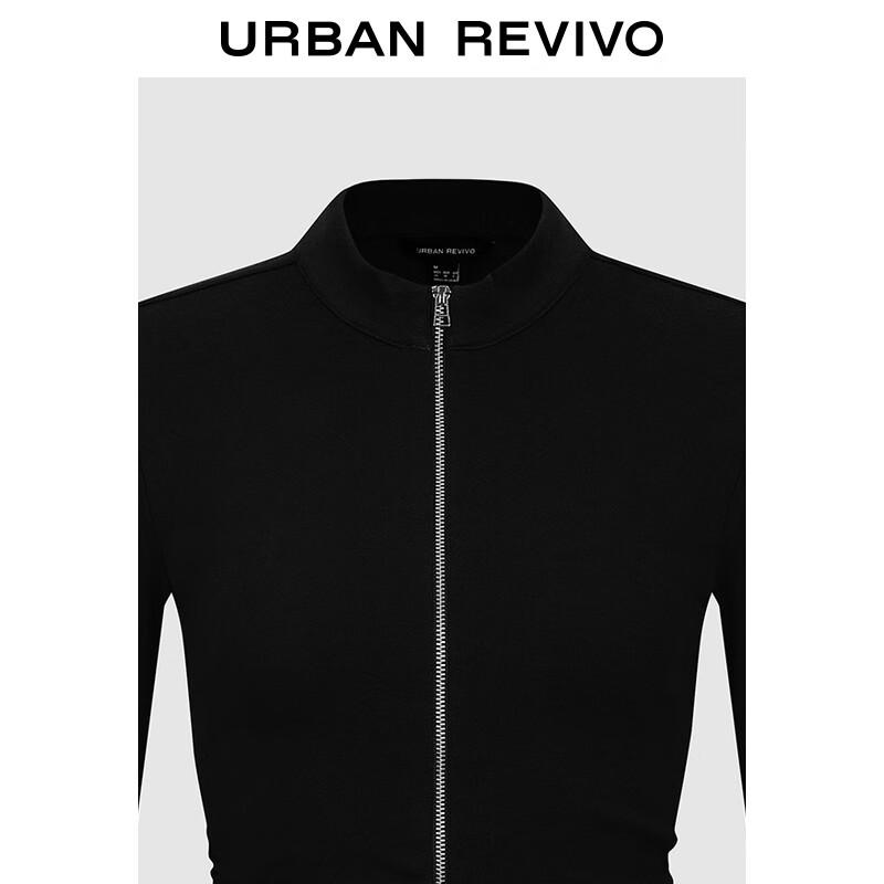 UR Women's Stand-Up Collar Pleated Slim-Fit Jacket