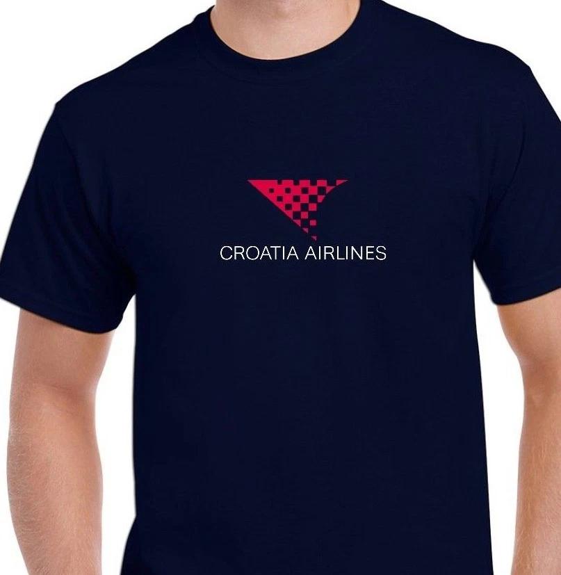 Croatia Airlines Red White Logo Croatian Aviation Navy Blue Cotton T-Shirt 4XL