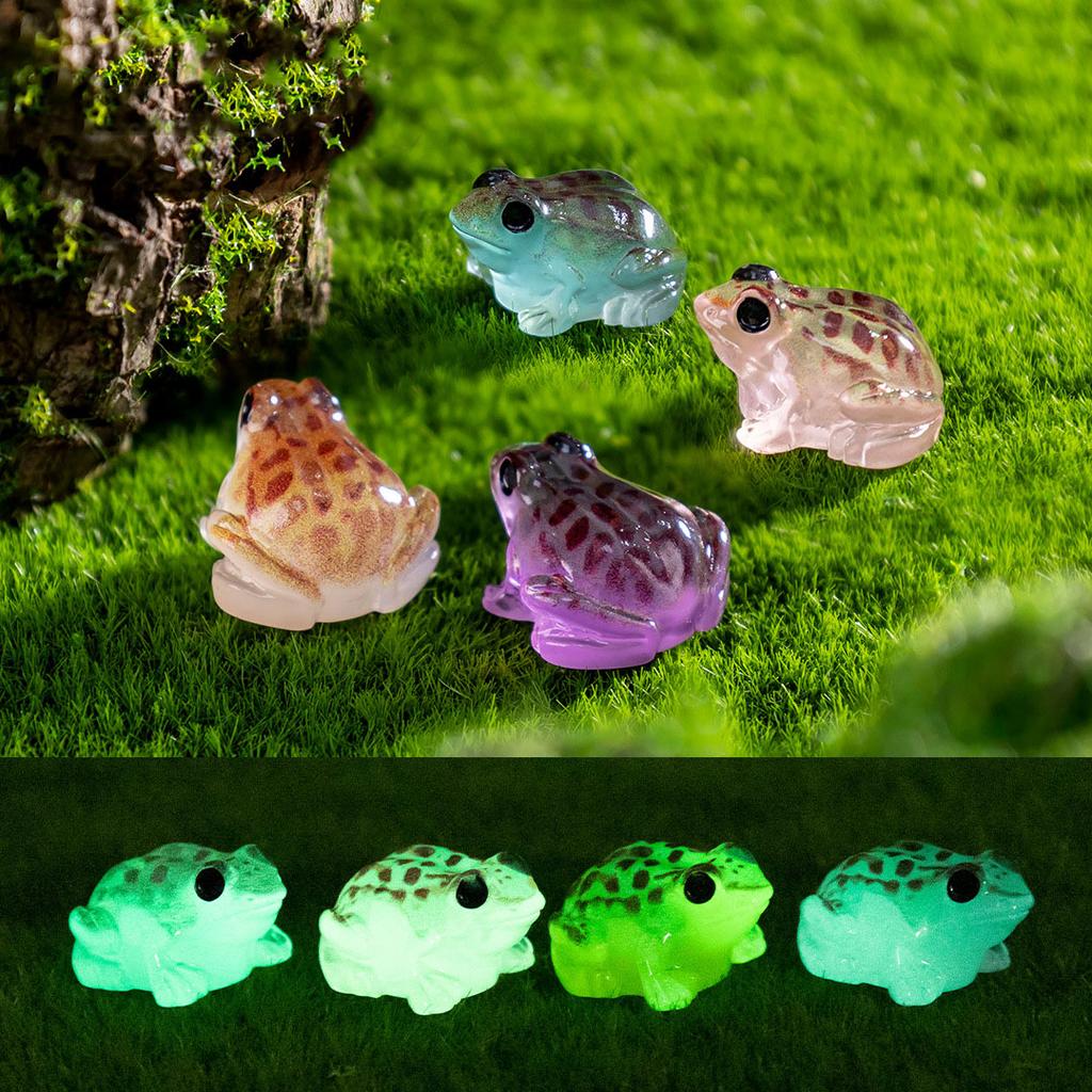 10Pcs Luminous Mini Resin Frogs Figurines, Glow In The Dark Frog Animals Tiny For Diy Fairy Garden, Glass Container