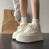 Thick Sole Height Increase 6cm~ Cowhide Little White Shoes Women's New Sports and Leisure Shoes Velvet Muffin Board Shoes