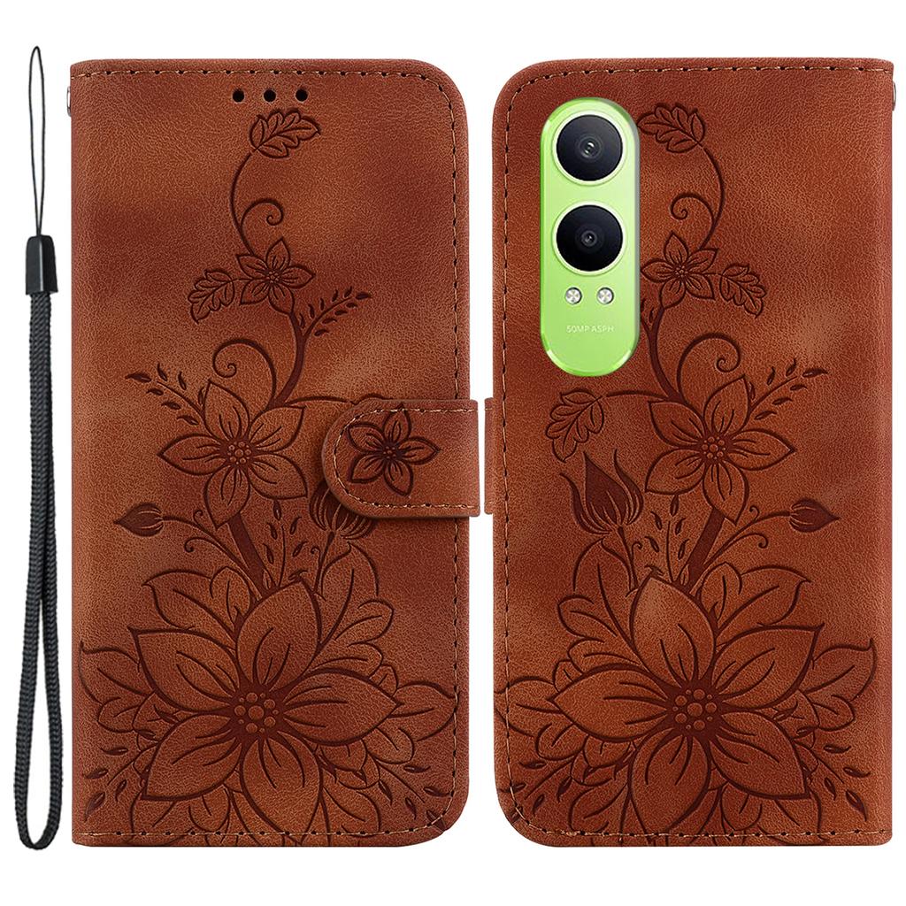 For OnePlus Nord CE4 Lite 5G/Oppo K12x 5G (China) Wallet Case PU Leather Phone Cover Flower Imprinted