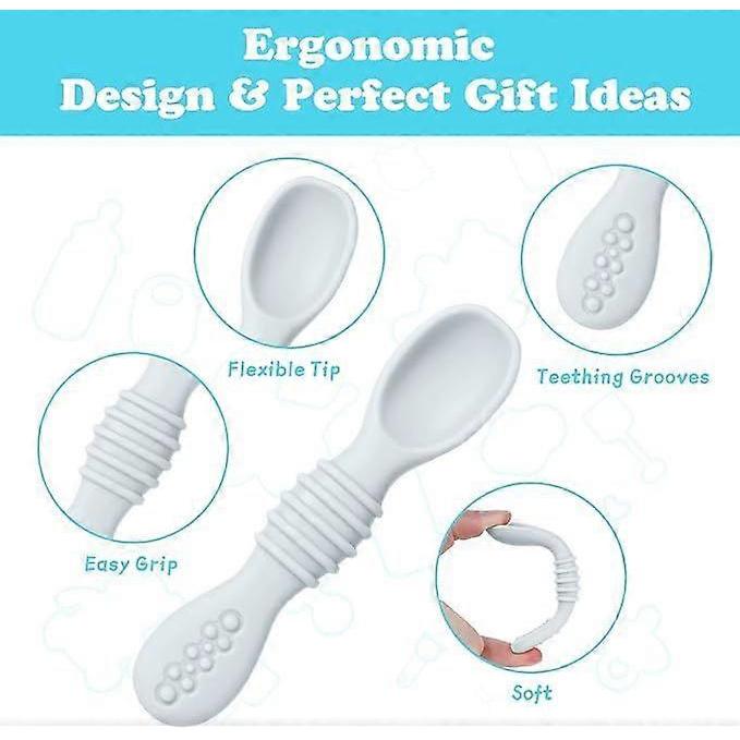 3 Pieces Silicone Teething Spoons for Kids and Babies, Expert Recommended for Weaning