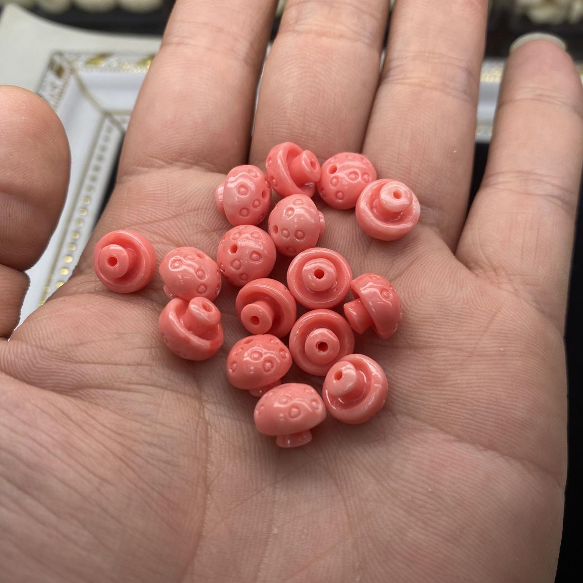 50Pcs, Pink Plastic Beads, Handmade Mushroom-shaped Loose Beads for Jewelry Making DIY Necklace and Bracelet Accessories 8.2×10mm 50Pcs/8.2×10mm розовый