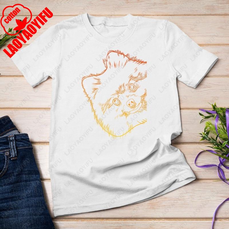 Lustiges Hund Pommern Unisex T-Shirt Einfach Kawaii Lieblich Paar Kleidung Männer Frauen Baumwolle Neuer Stil Oberteile Kreative Harajuku T-Shirts