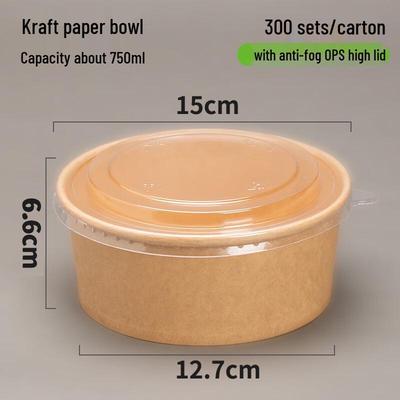 Jiemengzhe 750 ml Einweg-Salatschüsseln aus Kraftpapier mit Anti-Beschlag-Deckeln
