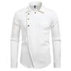 Men's Casual Solid-color Long-sleeved Shirt, Men's Slanted Button Slim Lapel Shirt