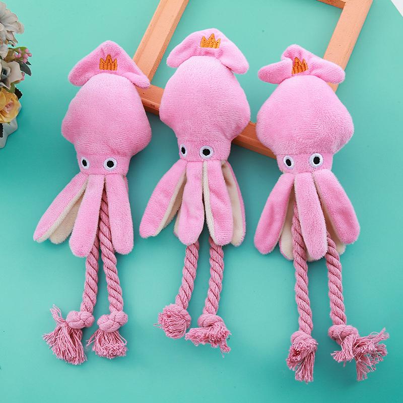 Squeaky Squid Toys For Dog Puppy Chew Toys Dog Teeth Cleaning Pet Toys Octopus Plush Toys Bb Cute Rope Toy Small Dogs Supplies