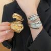 Metal Irregular Wide Bracelet Opening Arm Ring Retro Hand Ring Zinc Zinc Alloy Wide Opening Bangle  Girls