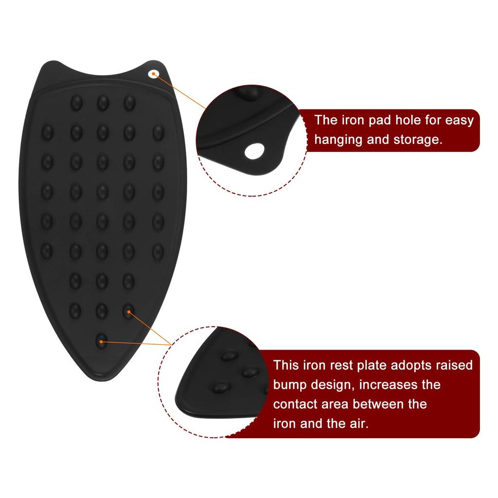 Uxcell Almofada de descanso de ferro Silicone Multiuso Ferro Resistente ao calor Placa de descanso de ferro para tábua de passar roupa Resistente ao calor Vapor Compacto Tapete Preto