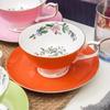 Bone China Kaffeetasse Untertasse Set Keramik Rote Teetasse Untertasse Handbemalt Goldrand Rosa Kaffeetassen Valentinstagsgeschenk