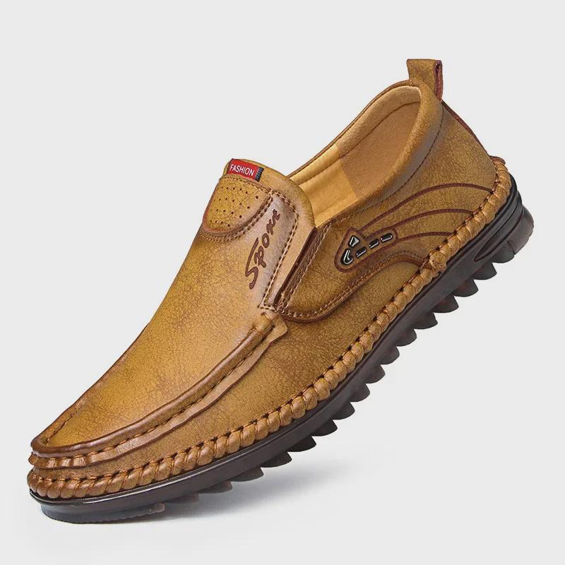 Men's 2025 Four Seasons Soft Leather Slip-On Loafers - Genuine Leather Casual Business Shoes with Soft Soles.