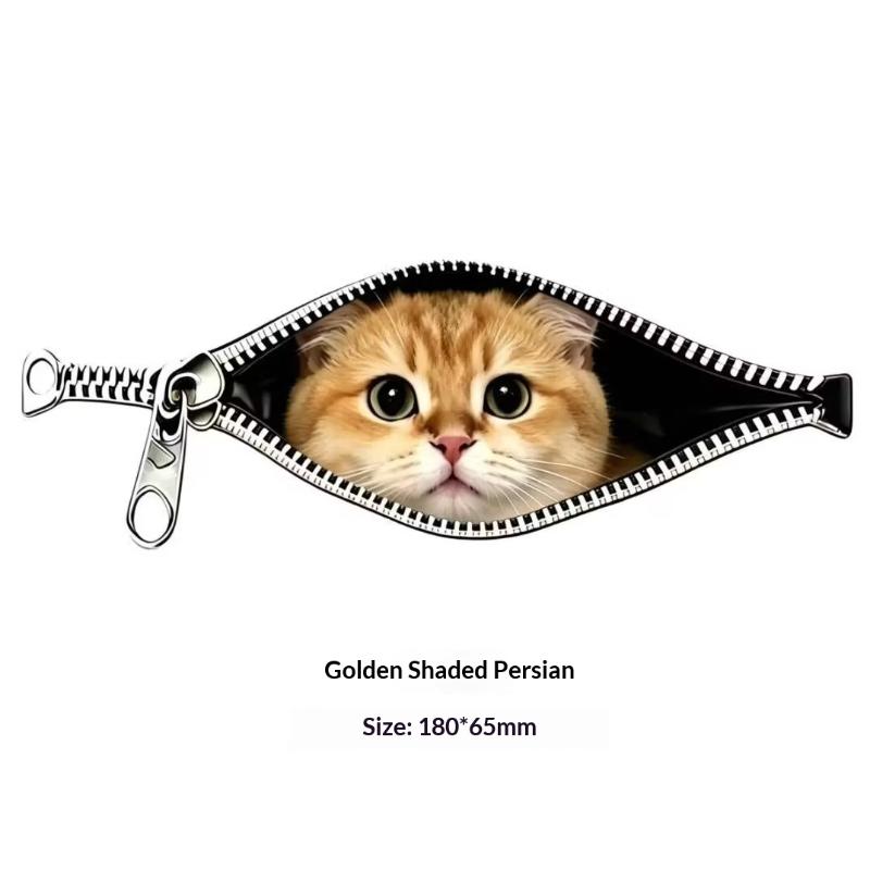 Cat Car Sticker Zipper Cat Puppet Teddy Border Collie Puppy Cute Creative Personality Pet Car Decorative Sticker 1Pc