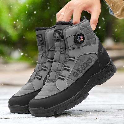 Winter Herren Schneestiefel Outdoor Rutschfest Wasserdicht Warmhalten Baumwollstiefel High Top Stiefeletten Lässige Wanderschuhe Übergröße 48