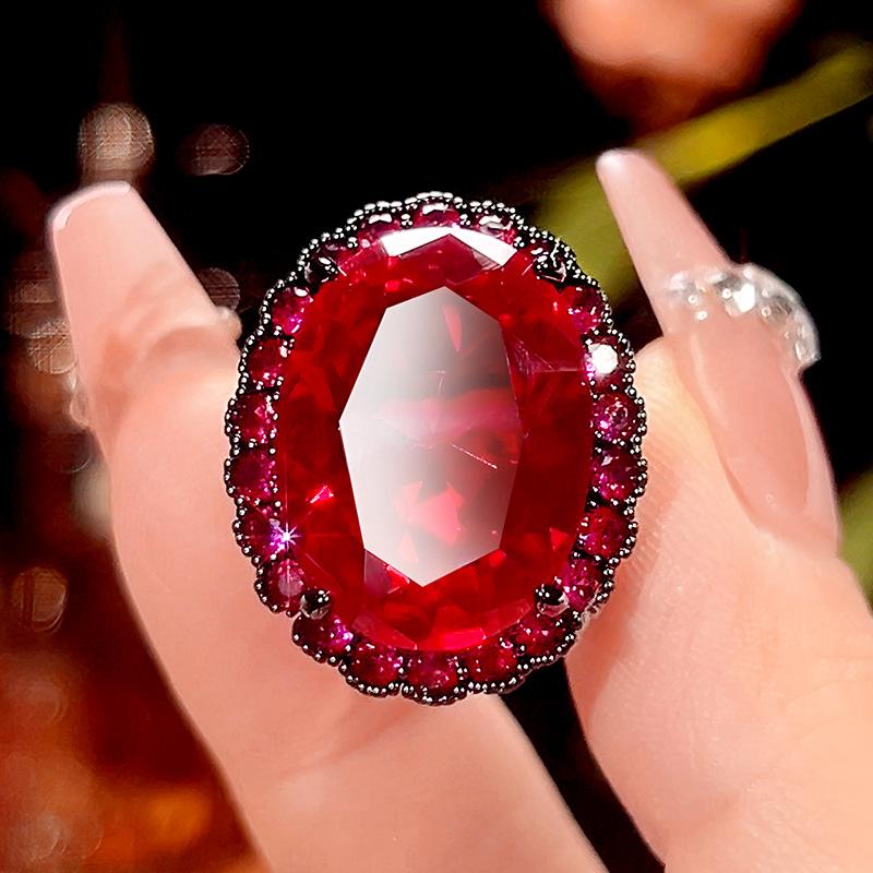 

Ювелирные изделия Медное основание с золотым покрытием Имитация красного корунда Премиальный набор в форме яйца Женский камень 15 * 20