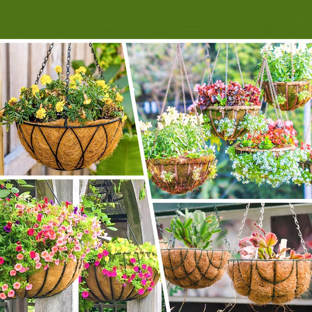 Hanging Basket Liner Home Outdoor Accessories Garden Planter-Circle Cushion Durable Coconut Fiber Replacement Flower Pot