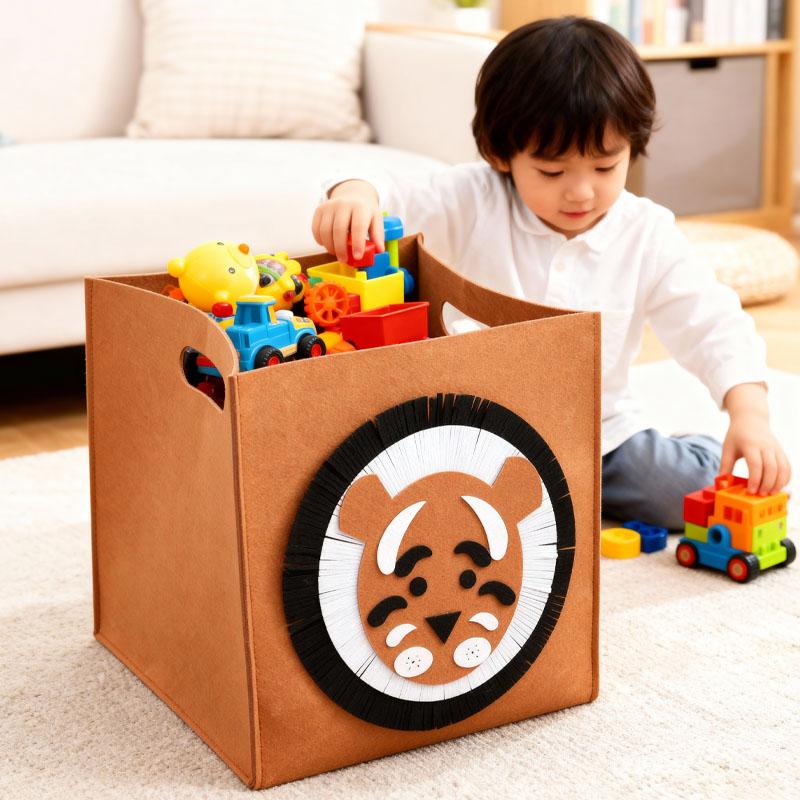 Square Design Storage Bin Pet Toy Snack Organizer Bathroom Laundry Felt Basket Multi Purpose Household Container Organization