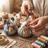 Patchwork DIY Collection Handmade Mouse Doll Set of 5 Fabric Craft Kit for Sewing and Home Decoration Projects