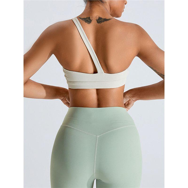 2024 New Arrival Oblique One Shoulder Sports Intimates Naked Women Sense Yoga Bra Quick-Drying Beauty Back Vest Beauty Back Workout Clothes Elastic