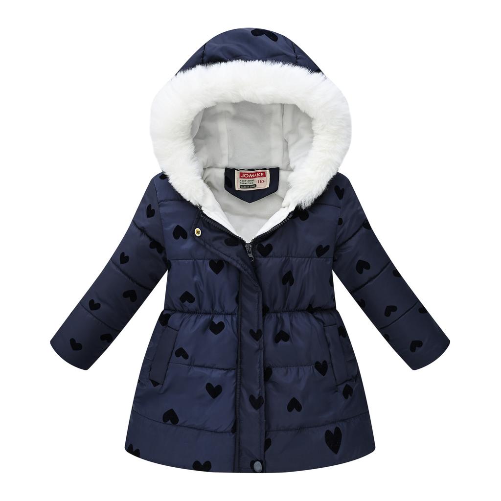 Podzimní Zimní Dětské Oblečení Chlapecké Dívčí Vícebarevný Páskový Potisk Tie-dye Dlouhý Díl Vlasový Límec S Kapucí Bavlněný Kabát Bunda Bavlněný Kabát