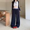 Plaid Splicing Wide-leg Pants Women's Autumn New Lazy High-waisted Loose and Thin Straight Casual Pants