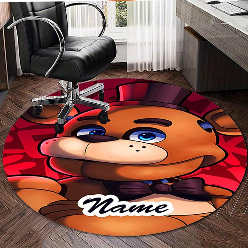 Personalized F-Freddy bear Round Chair Office Rug - Perfect for Mat, Office Chair & More - Ideal Gift for Birthdays and Holidays