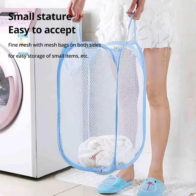 Nylon Mesh Fabric Laundry Storage Basket For Toy Foldable Washing Basket Dirty Clothes Sundries Basket Box Storage Basket