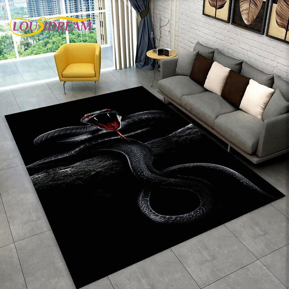 3D Gothic Horrible Snake Serpent Area Rug,Carpet for Home Living Room Bedroom Sofa Doormat Kitchen Decor,kids Non-slip Floor Mat