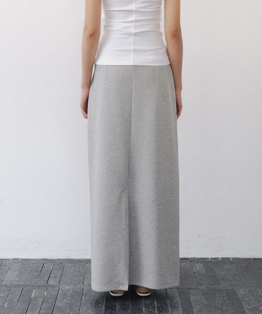 After Glow Wood Detail Drawstring Maxi Skirt_Grey