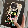 HOT Cartoon Black Cat Cool Lichee Leather Pattern Phone Case For Redmi Note 14 13 12 11 10 9 8 Pro Plus 4G 5G Shockproof Cover