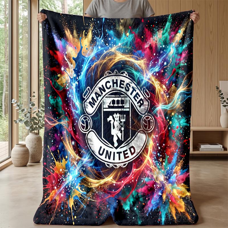 Manchester United Theme Blanket Soft Flannel Blanket Plush Throw Blanket Cozy Sofa Bed Blanket for Home Decor