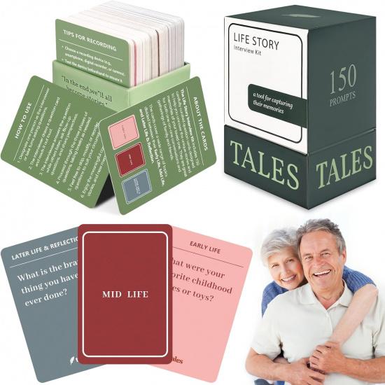 Yisquar 150 Life Story Interview Kit Cards Tales Life Story Interview Kit Family Game Night with Curated Question Cards Interactive Sharing Games