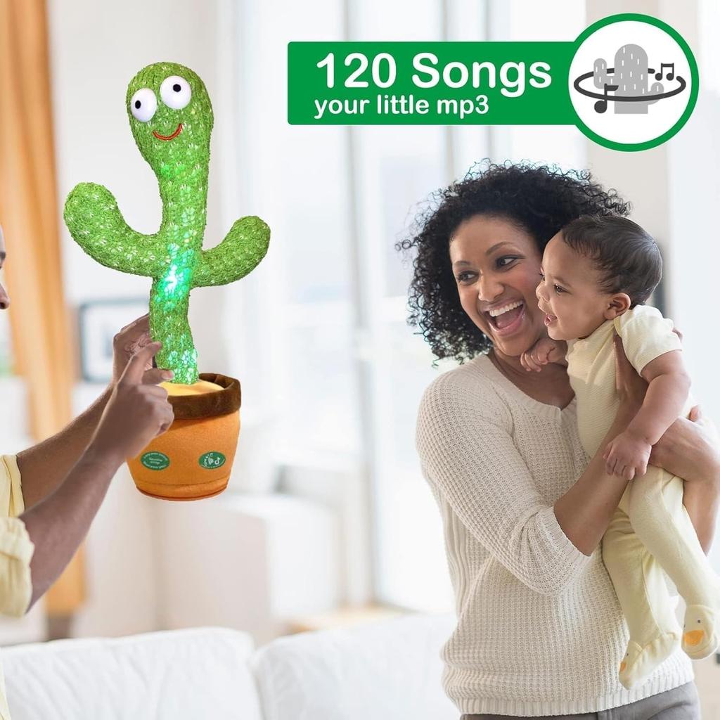 DancingTalking Cactus Mimicking ToyTalking Repeat Singing Sunny Cactus Toy 120 Pcs Songs for Baby 15S Record Your Sound Sing+Dancing+Recording+LED