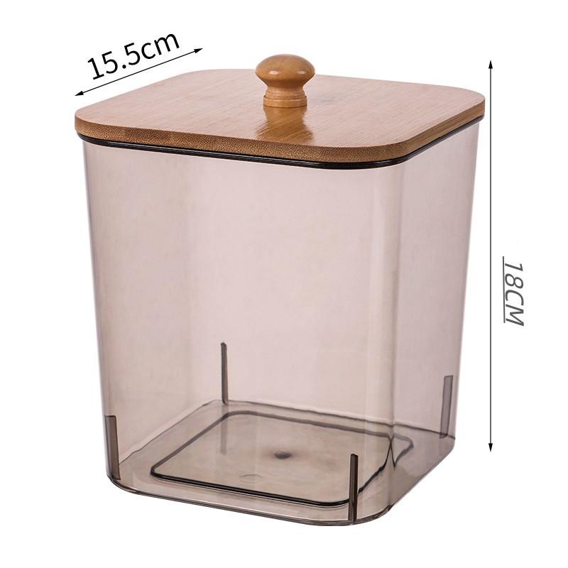 1PC Laundry Room Laundry Gel Bead Storage Box Laundry Detergent Finishing Box With Bamboo Lid Household Desktop Cotton Swab Case