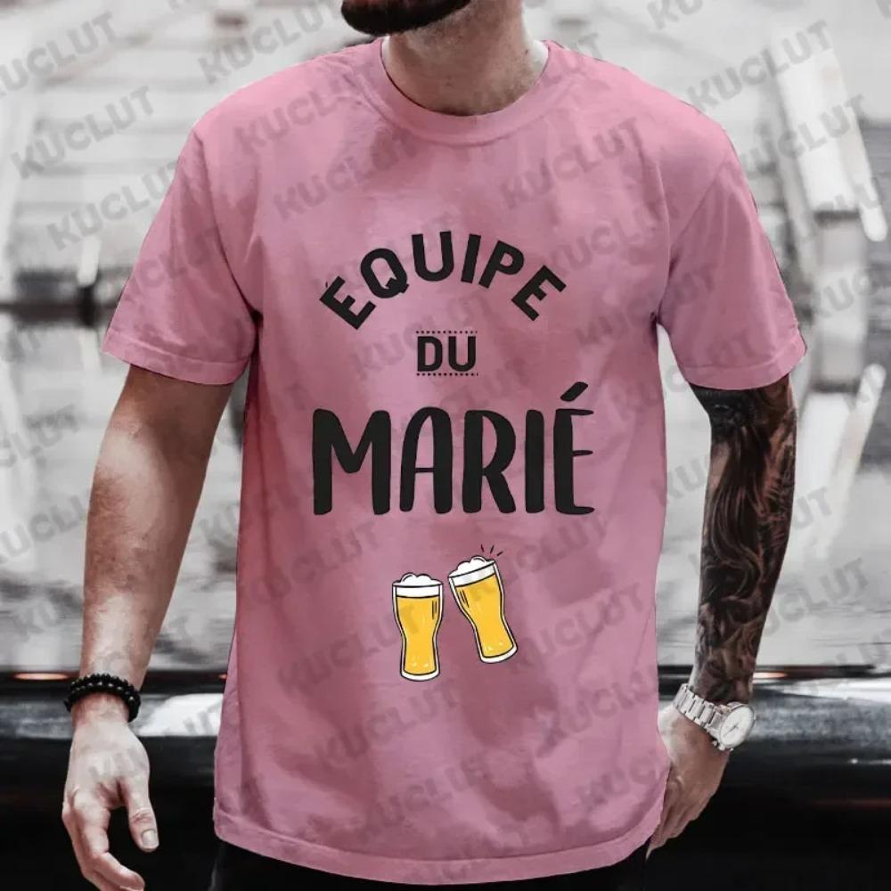 Fashion Beer Graphic Tops for French Men EVG Team Groom Squad Best Man T Shirt Single Farewell Wedding Bachelor Stag Party Tees