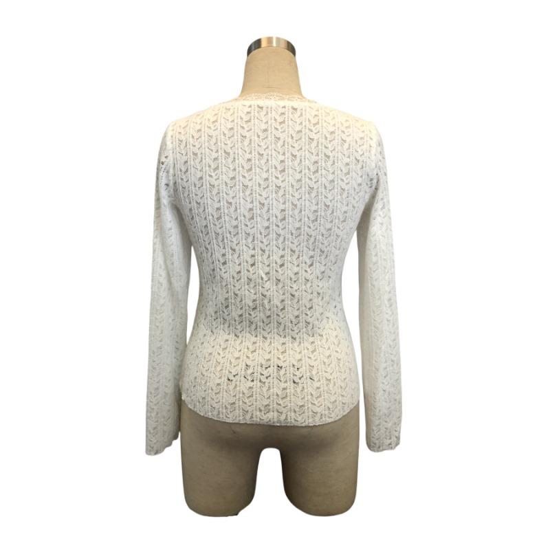 Women's Spring New U Neck Long Sleeve Lace Slim Top