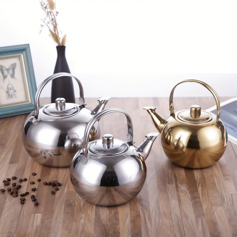 1 piece stainless steel tea kettle with strainer, multifunctional for gas stove, induction cooktop, home and camping outdoor use