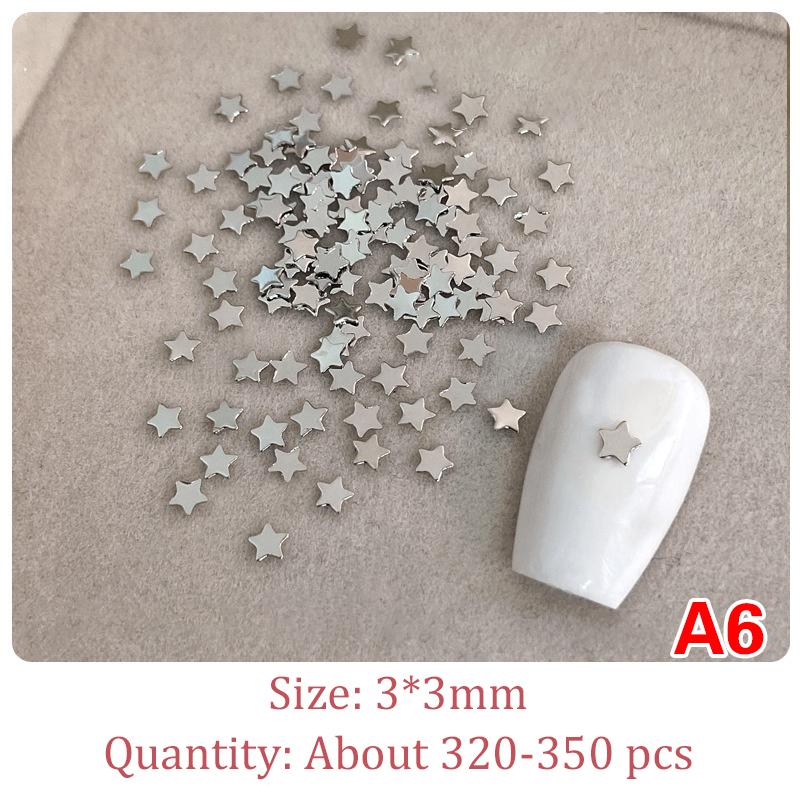 1 Bag Hollow Star Nail Art Charms 3D Metal Five-Pointed-Star Gold Silver Diamond Nail Decoration Luxury Manicure Accessories