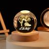 3D Art Nebula Laser Carving Solar System Moon Planet Nights Lamp LED Glowing Crystal Glass Globe Ball Wood Base Night Light