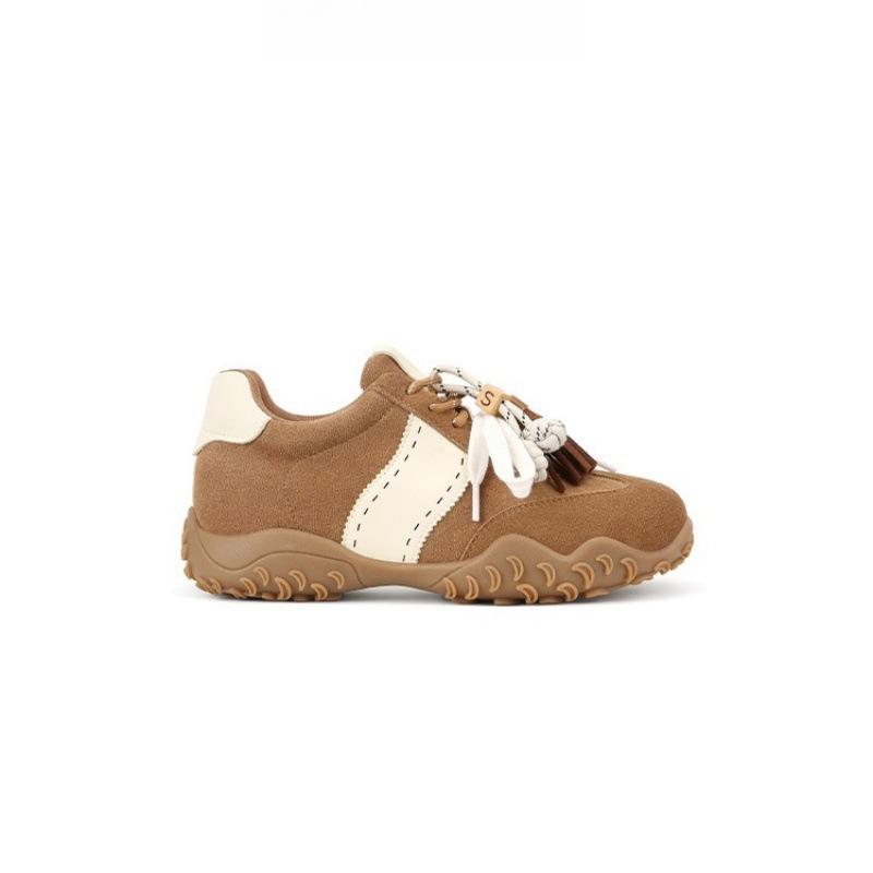 6CM inner height increase~ leather platform German training shoes women's autumn new outdoor hiking sports leisure jogging Forrest Gump shoes