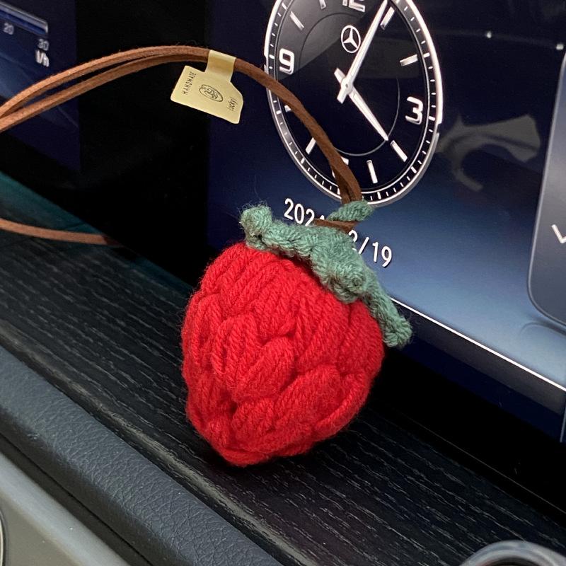 Multi Leaf Grape Strawberry Crochet Hanging Ornaments Hand Knitted Wool Car Decorations Small - 4 - 7 земляничный