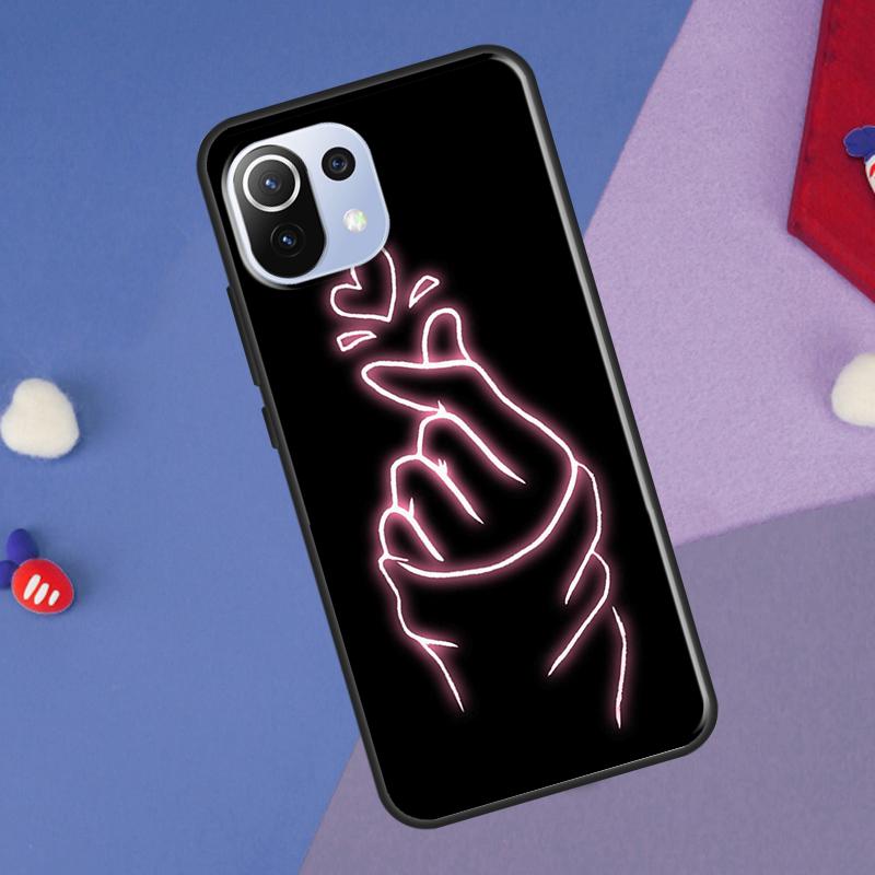 Kpop Finger Heart Cover For Xiaomi 14 13 Ultra 11T 12T 13T 14T Pro POCO X7 Pro X3 X5 F3 F5 F6 M6 X6 Pro Case