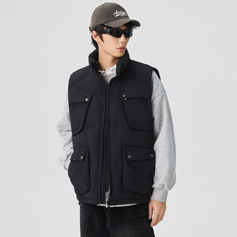 

Tide American Down Vest мужской терможилет осенне-зимний комбинезон Plus Fat Plus безрукавная куртка с плечами 4XL чёрный