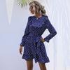 YYFS Women's Vintage Summer Spring Polka Dot Print Long Sleeve O-Neck High Waist Casual Dresses