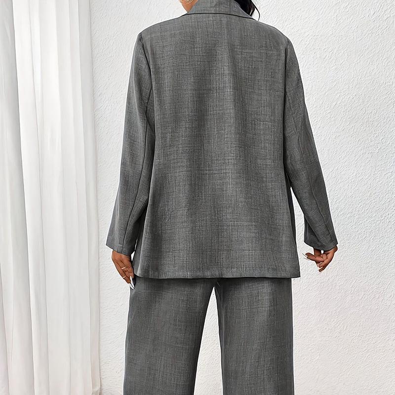European & American Fashion Slim Fit Lapel Cardigan Suit & Pants Set for Women