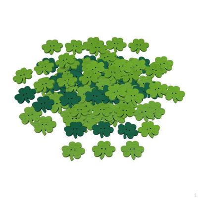50 peças de botões de trevo de madeira 1 polegada ornamentos madeira verde primavera para acessórios de roupas