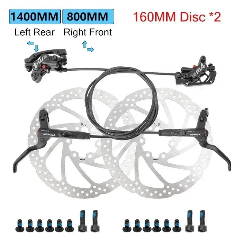 Freni Meroca 4 Pistoni Freni Idraulici Freni per Bicicletta Mtb Pinza Rotor 160mm Set Bicicletta da Montagna 800/1400mm per E4 ZEE M420