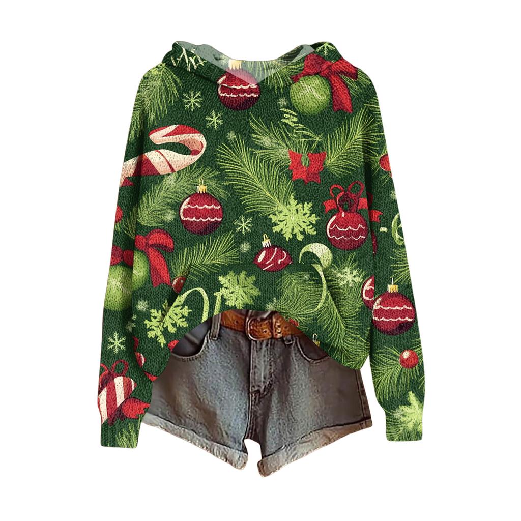 Ladies' Fashionable Printing Casual Hooded Long Sleeved Sweatshirt