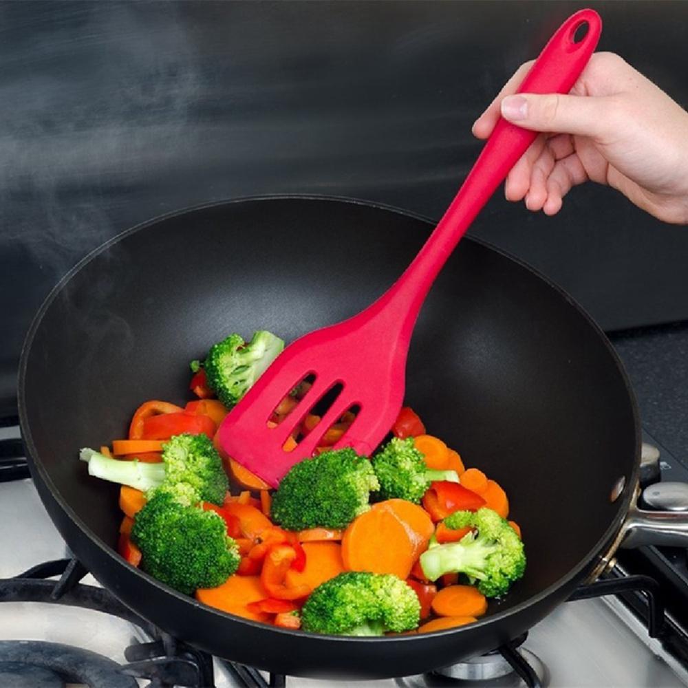 Not Deformed Frying Fish Kitchen Utensil Silicone Slotted Turner Cooking Tool Shovel Spatula