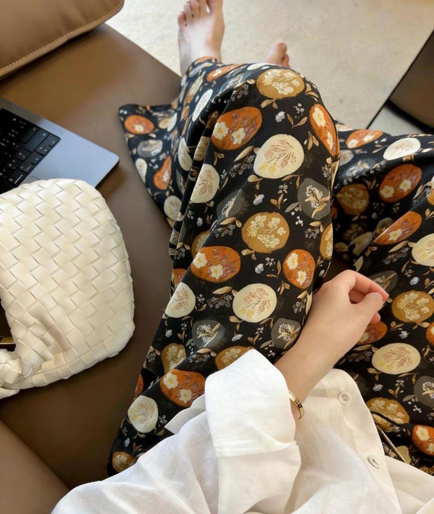 Women's Summer Cotton & Silk Pajamas - Lightweight Wide-Leg Pants, Trendy Rayon, Plus Size, Wearable Outdoors